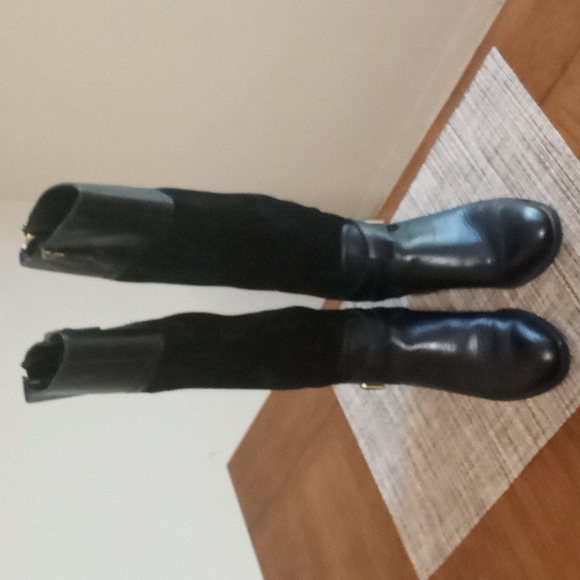 Franco Sarto "Lapis" Black Leather & Suede Look Knee High Boots in Size 7M - Picture 5 of 11